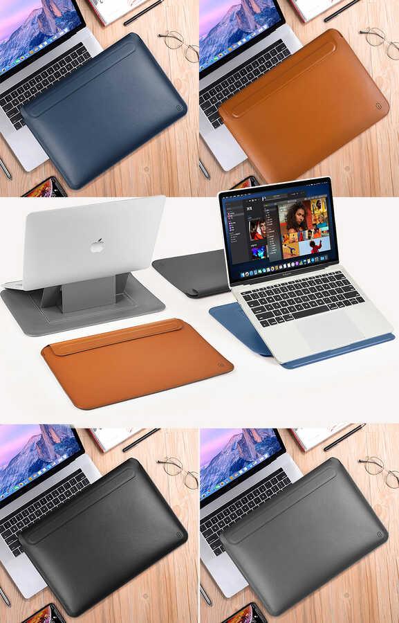 Wiwu Skin Pro Slim Stand Sleeve For Macbook Pro 16 - Gray - Tashqila Wiwu Skin Pro Slim Stand Sleeve For Macbook Pro 16 - Gray - Tashqila